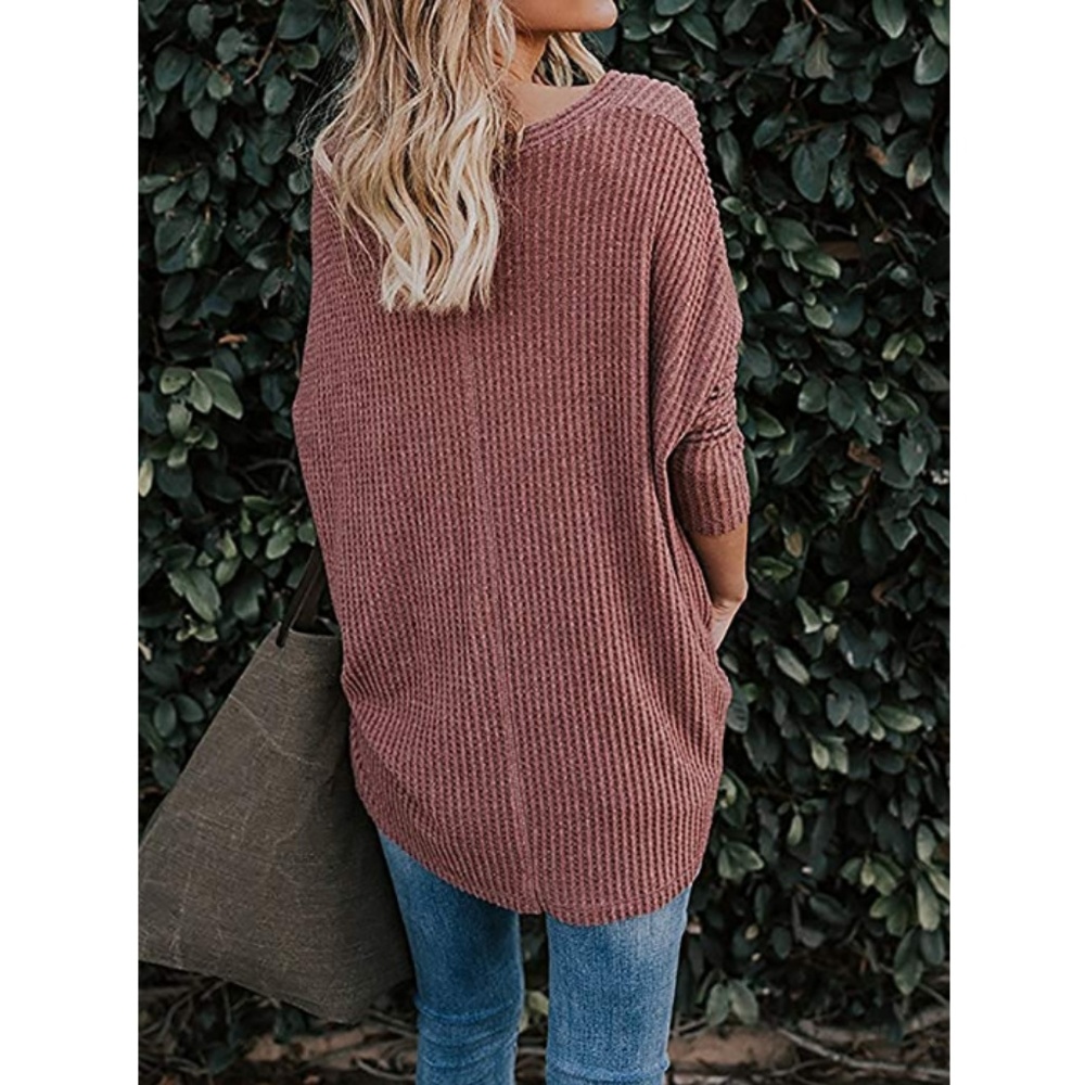 Womens "Ella" Tie Knot Loose Henley Top - Picture 2 of 4